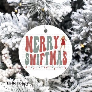 NWT Merry Swiftmas Ceramic Round Holiday Christmas Ornament